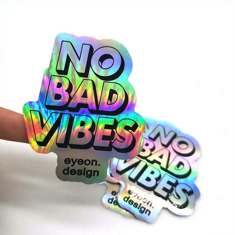 Custom Waterproof Holographic Sticker Sparkle Label Glitter Vinyl Hologram Die Cut Stickers
